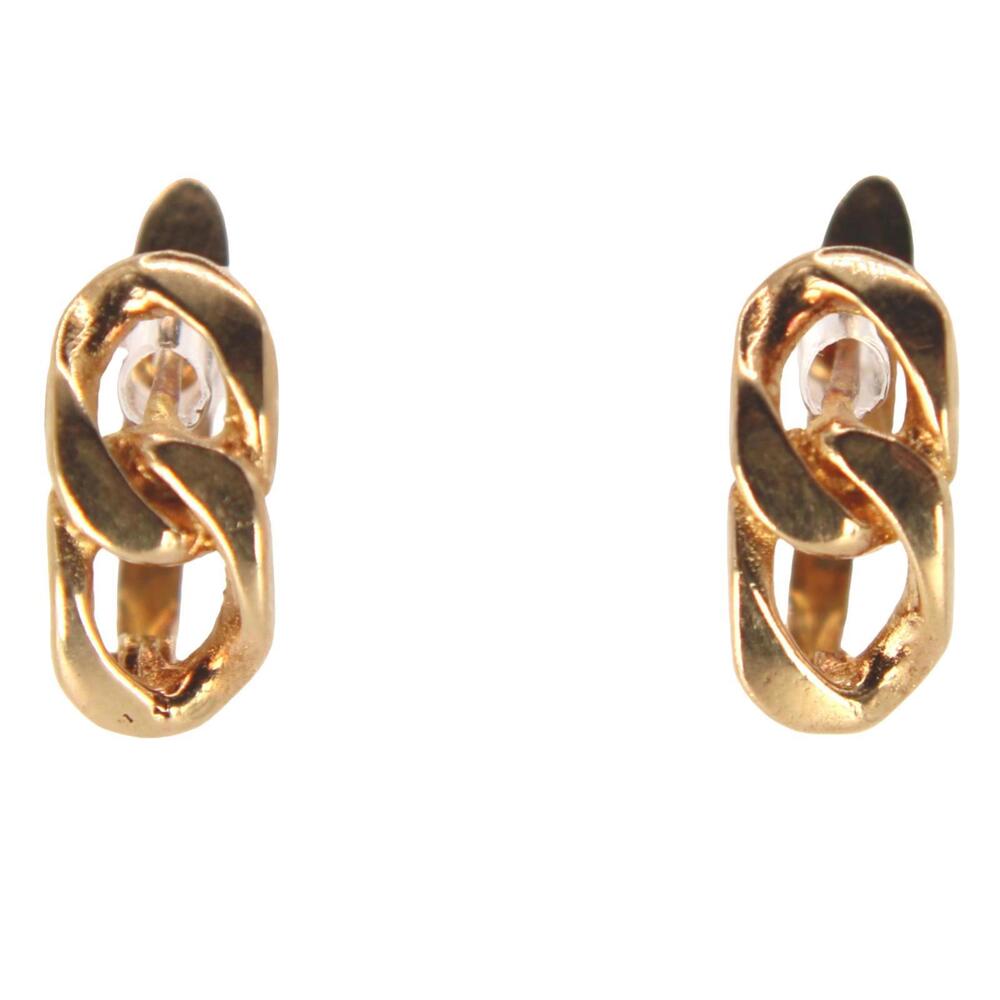 Vintage 14k Yellow Gold Chain Miami Curb Link Clip Earrings 13mm
